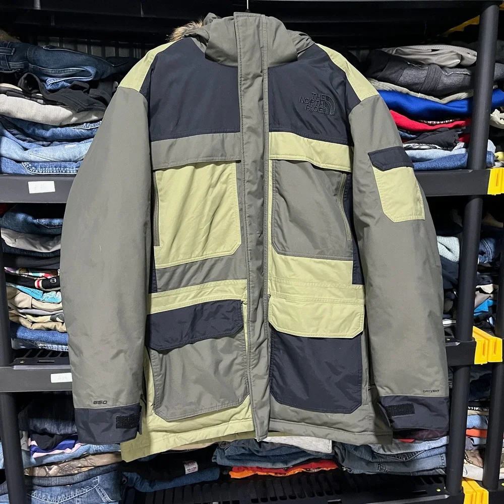 The North Face Parka‎ 550 Down Jacket McMurdo Parka Fur Hood Size XL Green